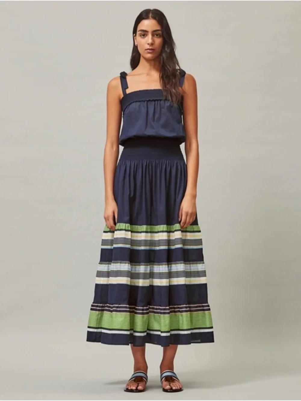 Tory Burch Smocked dress in Field Day Stripes size small